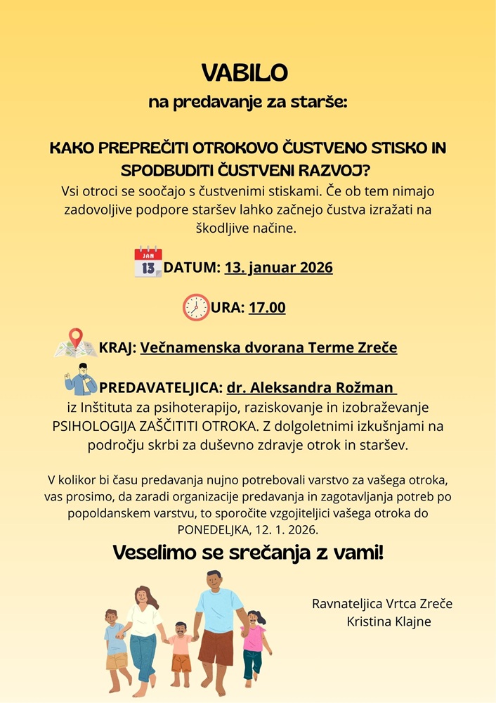 Vabilo na predavanje za starše